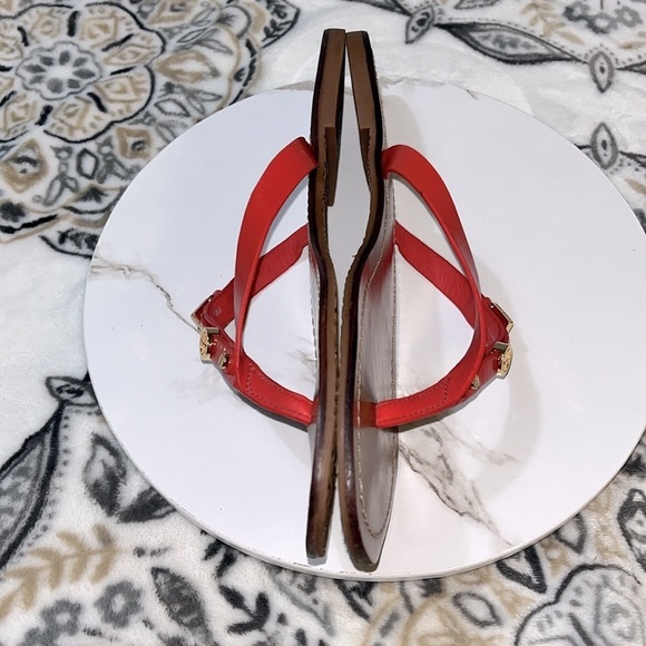 Tory Burch Masaai Red Monogram Flat Thong Patent Saffiano Size 9M final sale - Picture 7 of 11